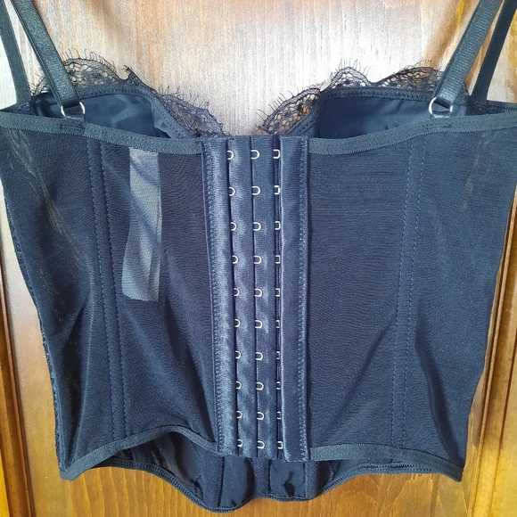NWOT Dealmore Black Sheer Lace Underwire Structured Corset Bra Size Small - Picture 11 of 12